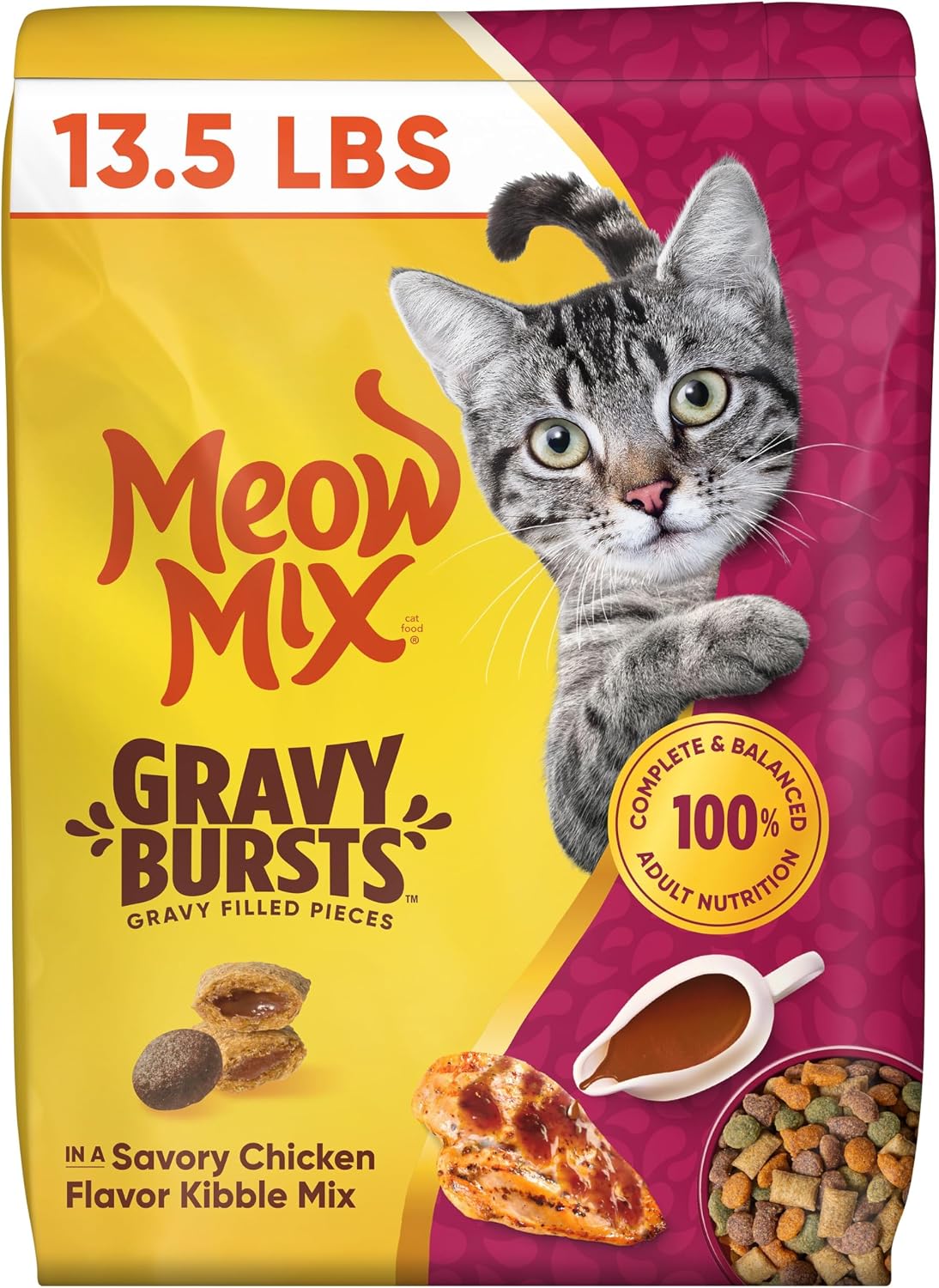 crunchy dry kibble with pockets of real gravy