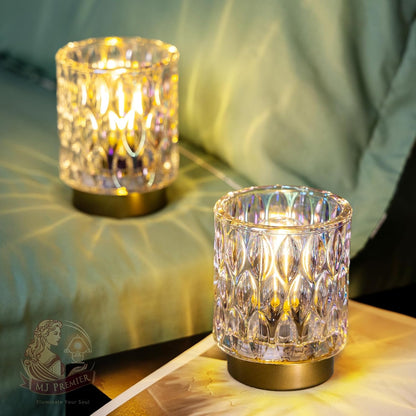 crystal glass shade with oval concave pattern and mercury coating for refraction sparkle