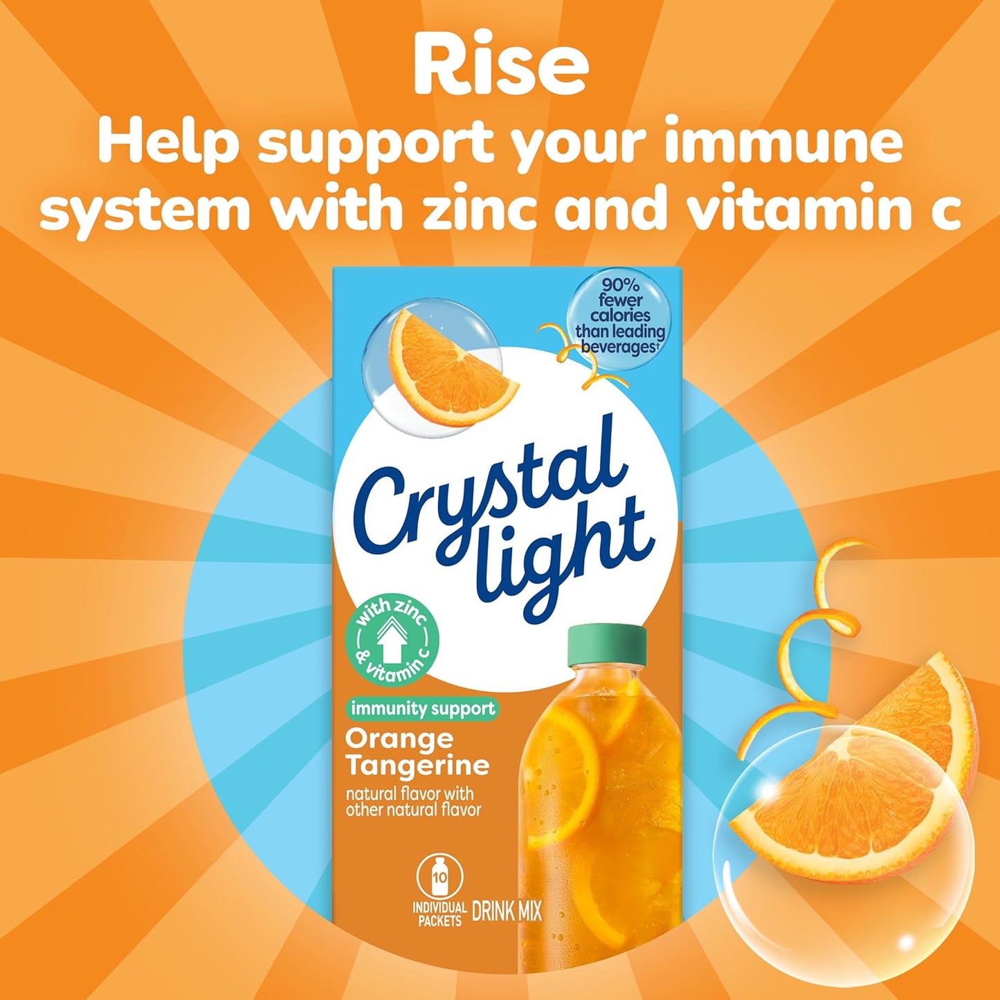 Crystal Light Immunity Support Powdered Drink Mix – Patio and Backyard Refreshment, Portable Vitamin Water with Probiotics for Outdoor Dining