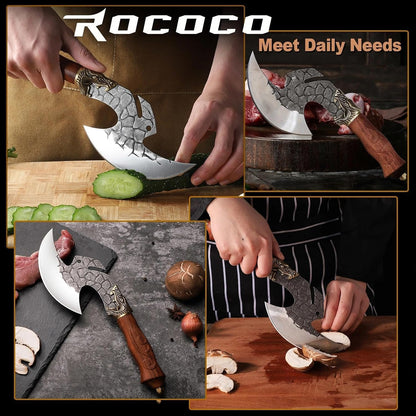 curved rocking-blade geometry for effortless chopping, slicing, and mincing