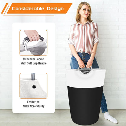 BlissTotes 75L Laundry Basket as Nursery & Bedroom Accent Piece, Soft-Tone Collapsible Hamper