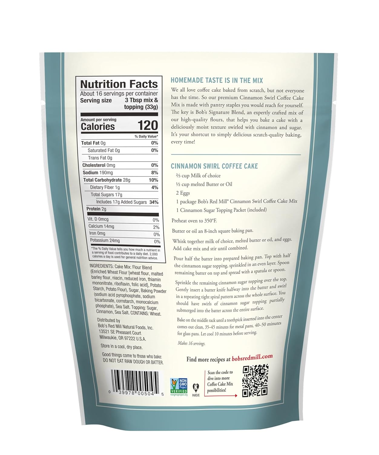 custom blend of four bob's red mill premium flours for tender, moist crumb