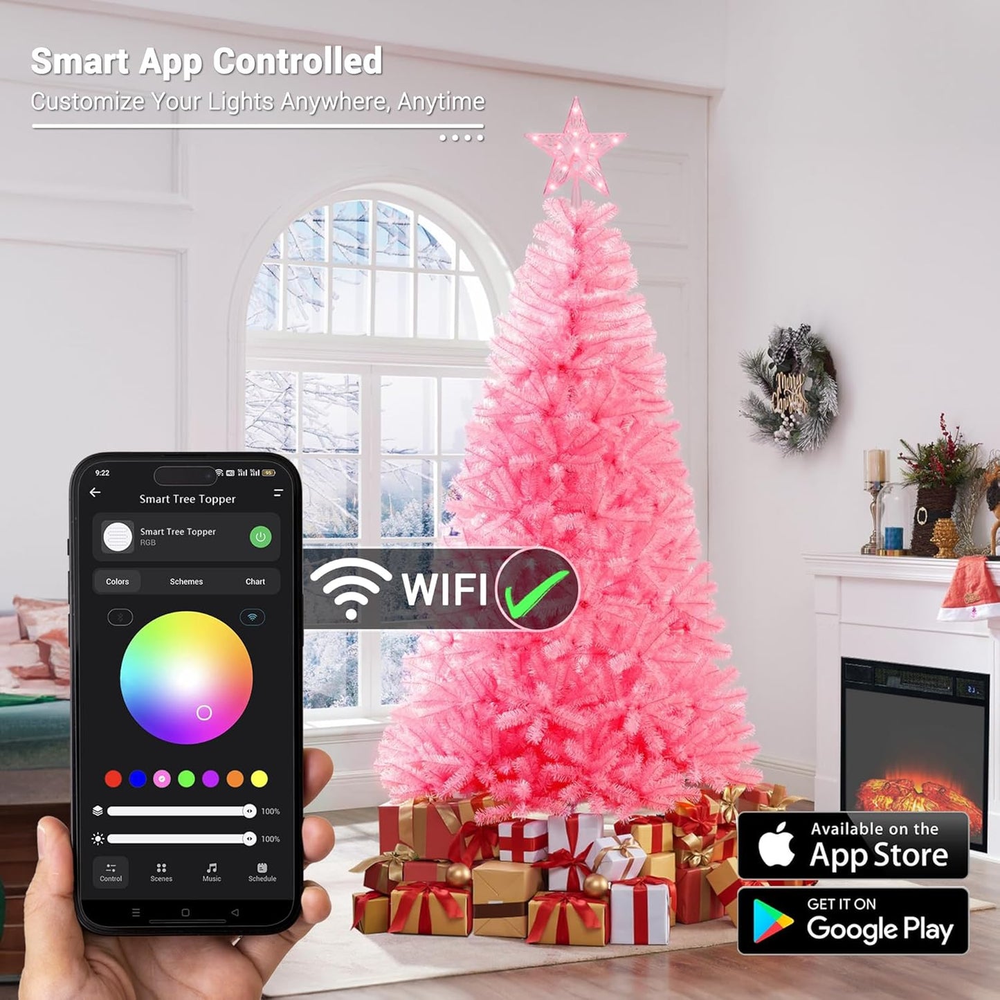 customizable automations, schedules, and group control for managing decorations across rooms and zones