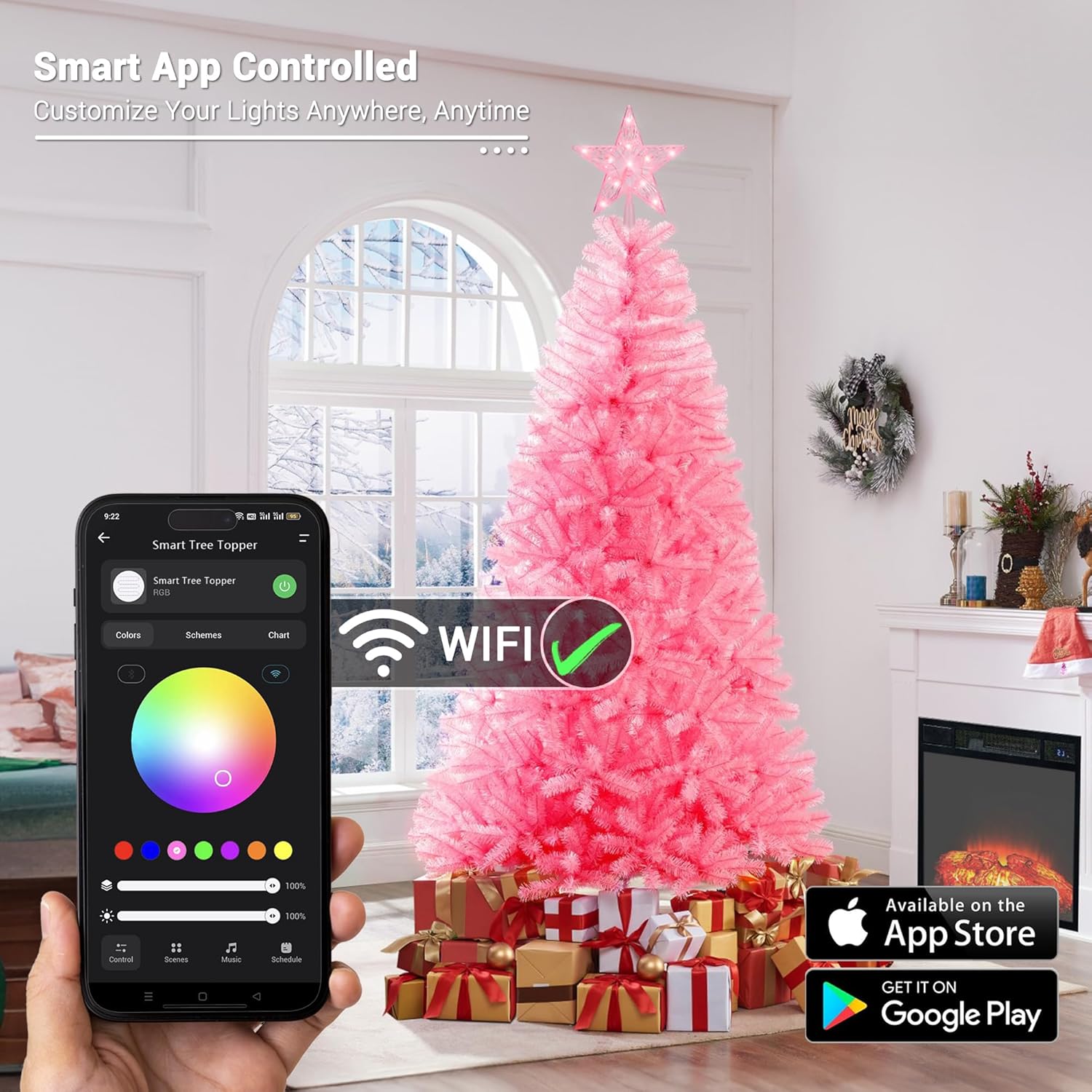 customizable automations, schedules, and group control for managing decorations across rooms and zones