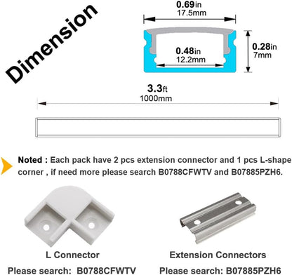 cuttable aluminum extrusion compatible with any led strip width that fits the u-channel