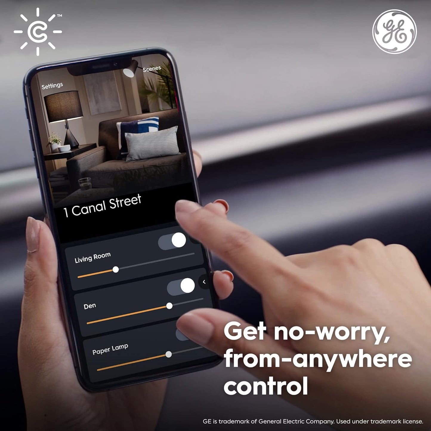 cync app (powered by savant) with trueimage color picker, dynamic light shows, scheduling, and out-of-home control
