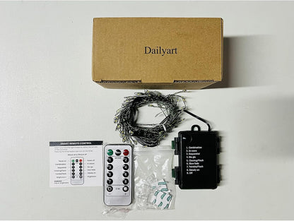 Dailyart 6ft Fairy Lights Warm White – Bedroom Canopy and Shelf Styling Decor, 120 LED Dark Green Wire