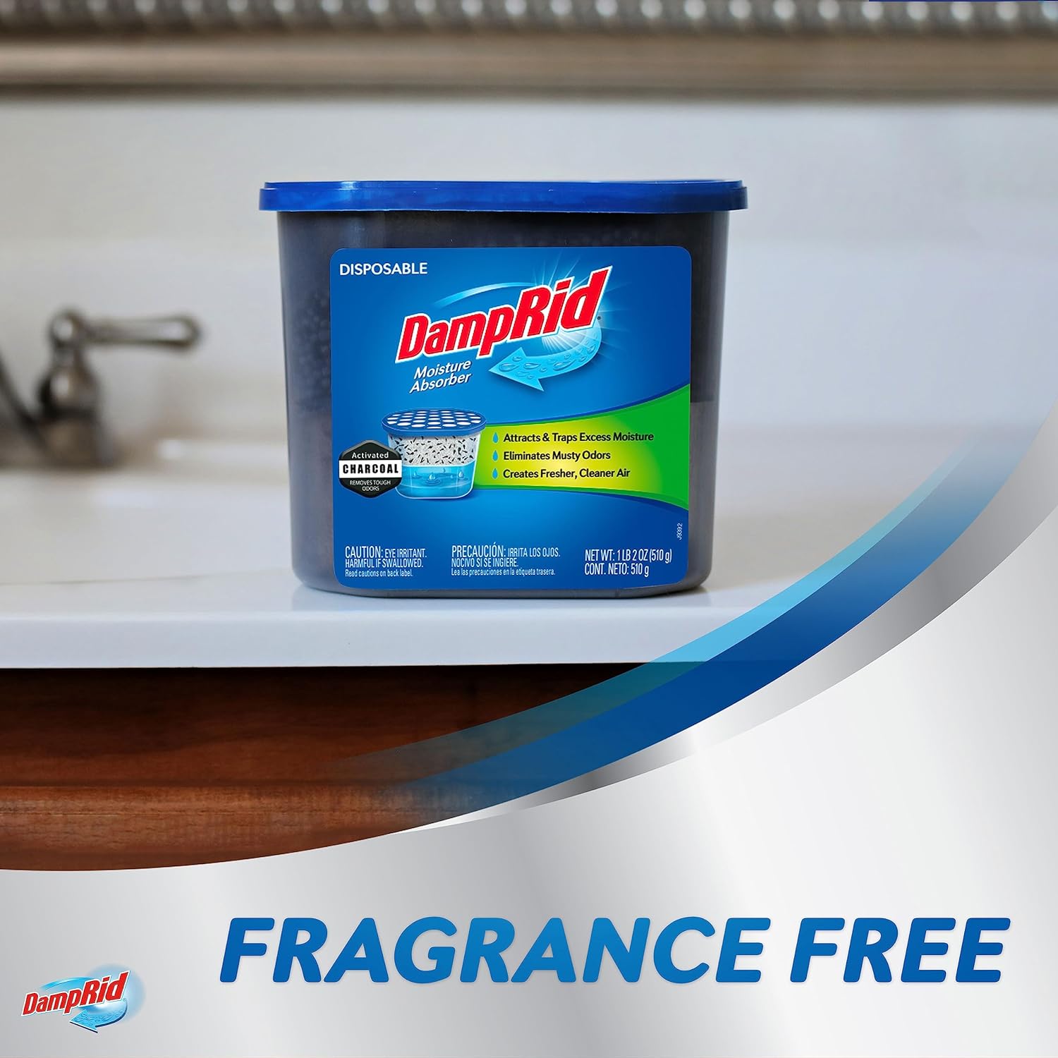 DampRid Fragrance Free Moisture Absorber – All Weather Air Care for Patio Storage Lockers and Outdoor Gym Spaces, 18 oz Pack