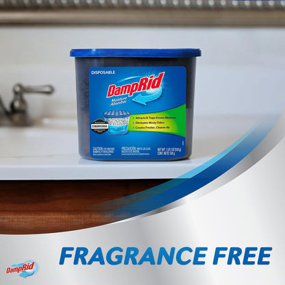 DampRid Fragrance Free Moisture Absorber – All Weather Air Care for Patio Storage Lockers and Outdoor Gym Spaces, 18 oz Pack