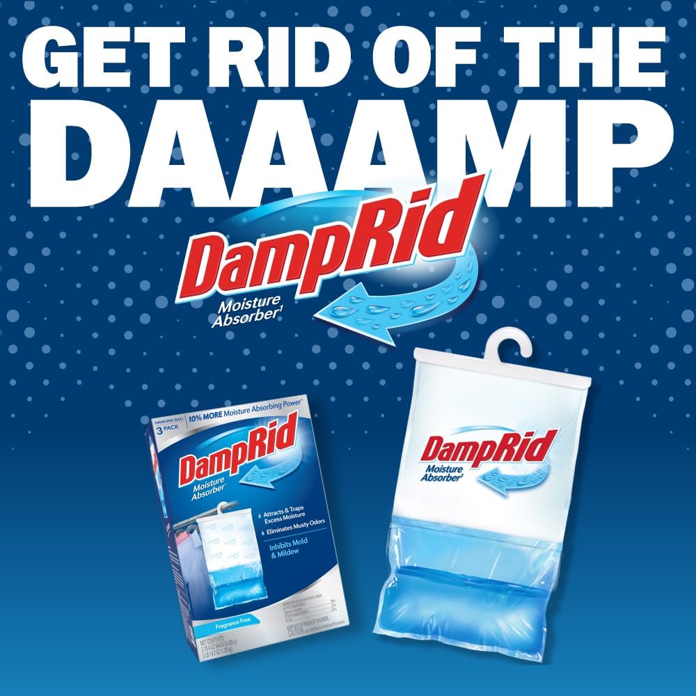 DampRid Hanging Dehumidifier 3 Pack – Laundry Room & Hallway Closet Care for Styled Homes