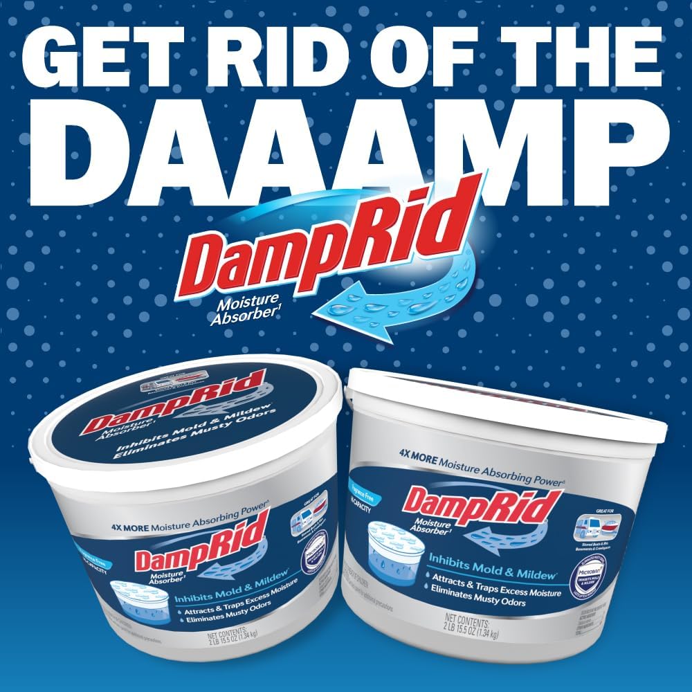 DampRid Hi-Capacity Dehumidifier Bucket – Non-Toxic Fragrance Free Formula for Asthma Households, 6-Month Bucket with No Fire Risk, 2 lb. 15.5 oz.