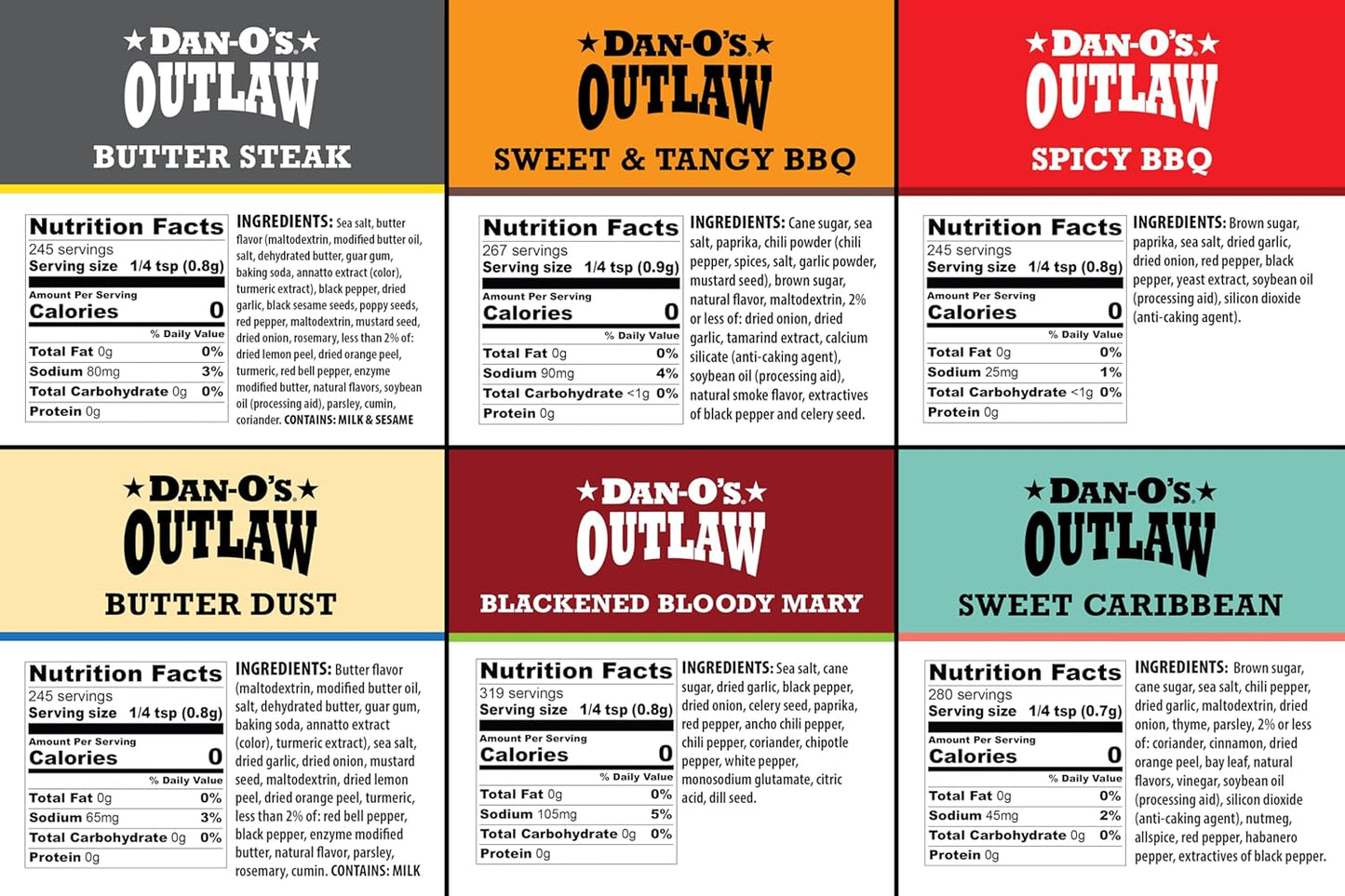 Dan-O's Outlaw Artisanal Spice Bundle – Premium 6 Bottle Tasting Flight for Refined Entertainers and Hosts