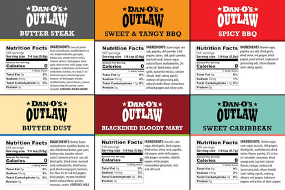 Dan-O's Outlaw Artisanal Spice Bundle – Premium 6 Bottle Tasting Flight for Refined Entertainers and Hosts