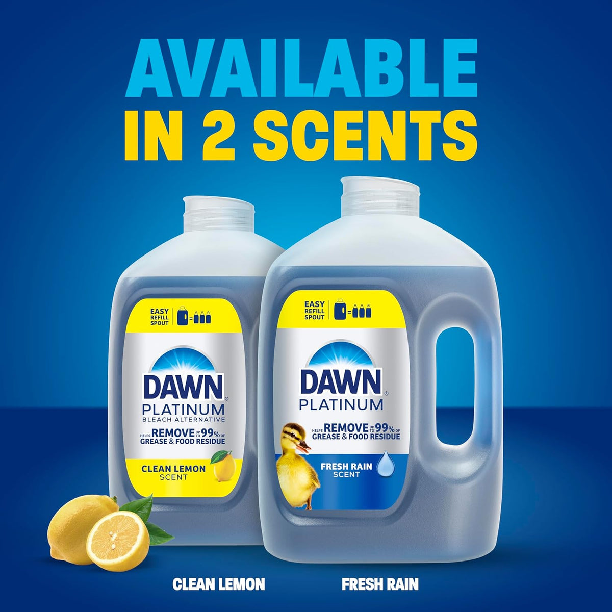 Dawn Platinum Dish Soap Refill Jug for the Busy Home Office Routine, Fresh Rain Scent Dishwashing Liquid That Keeps Your Workspace Scent-Fresh