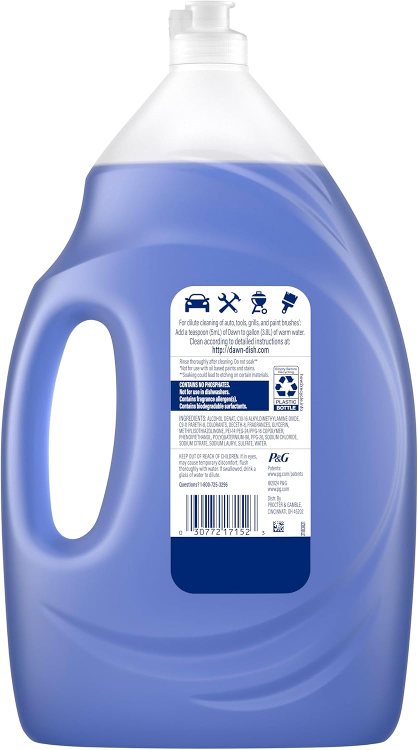 Dawn Platinum Plus PowerSuds 51.5 oz Refill – Skin-Friendly, Plastic-Safe Dish Soap for Family Kitchens