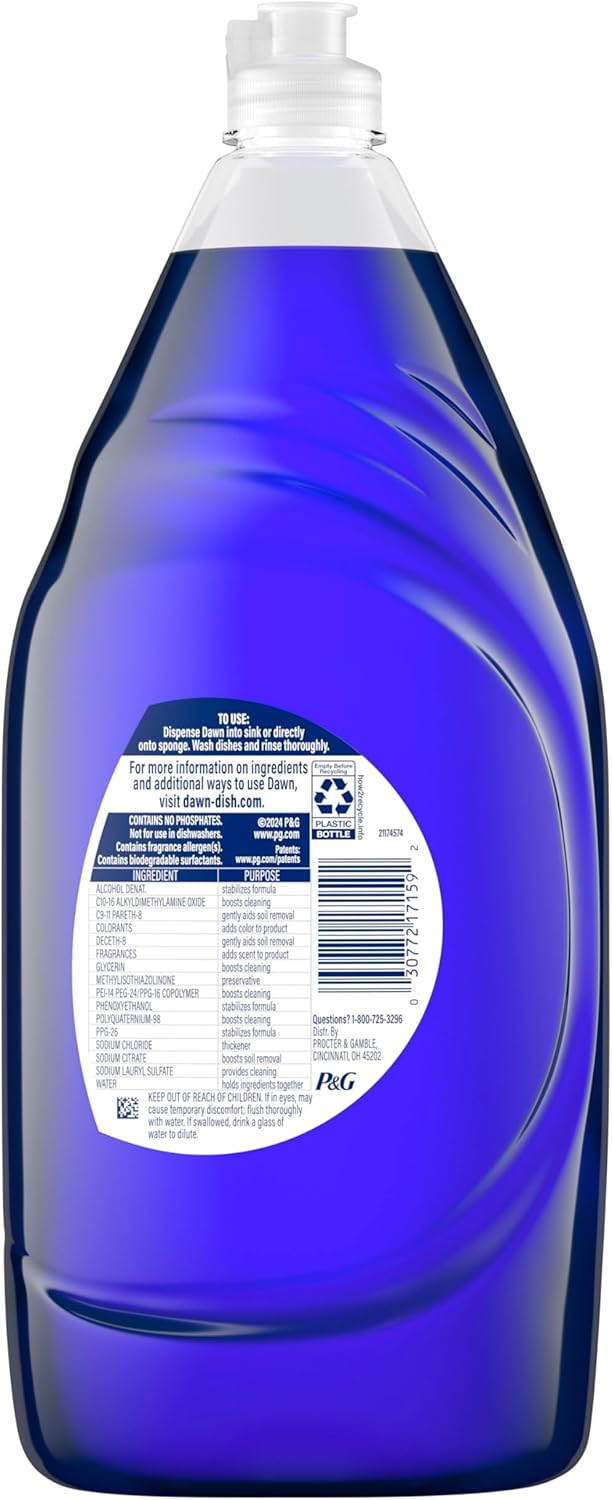 Dawn Platinum Plus PowerSuds Liquid Dish Soap for Calming Evening Kitchen Rituals, Fresh Rain Scent to Unwind After Dinner