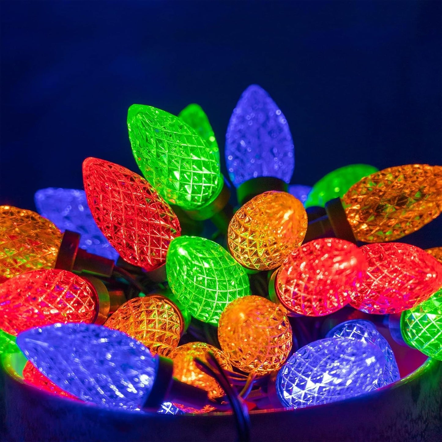 Dazzle Bright C9 Holiday Lights – Classic Multicolor Bulbs for Cozy Home Aesthetic, 100 LED Set