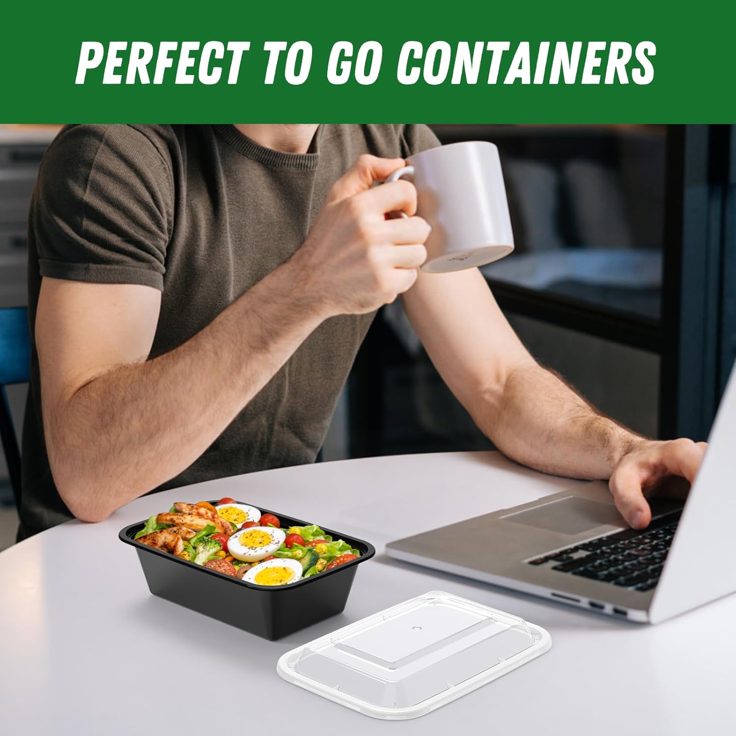 Dealusy 50 Pack 24 oz Reusable Meal Prep Containers – Lunchbox Set for Students and Commuters Eating on a Tight Schedule