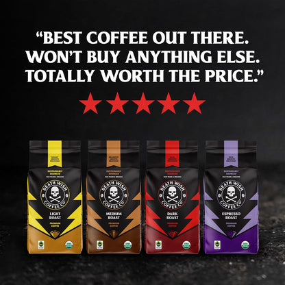 Death Wish Coffee Fair Trade Dark Roast — Break Room Energy Boost for Back-to-Back Meetings, 16 oz