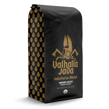 Death Wish Coffee Valhalla Java Ground Coffee – Heavy Lift Coffee for Long Study Sessions, Smooth Low-Acidity Dark Roast