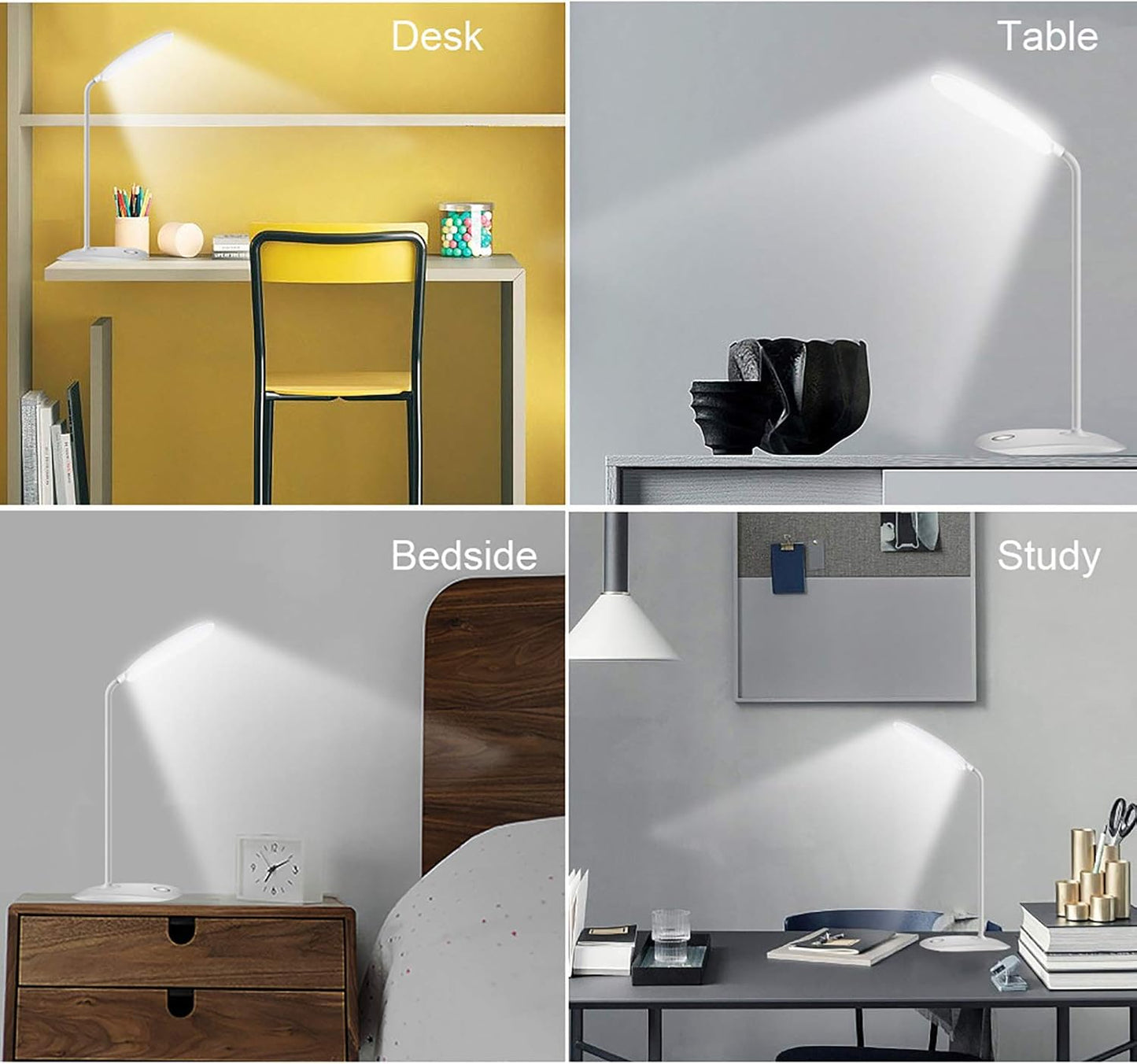 DEEPLITE Cordless Table Lamp – Adjustable Gooseneck Work Light for Productivity and Crafting, Eye-Caring 3-Level Dimmable
