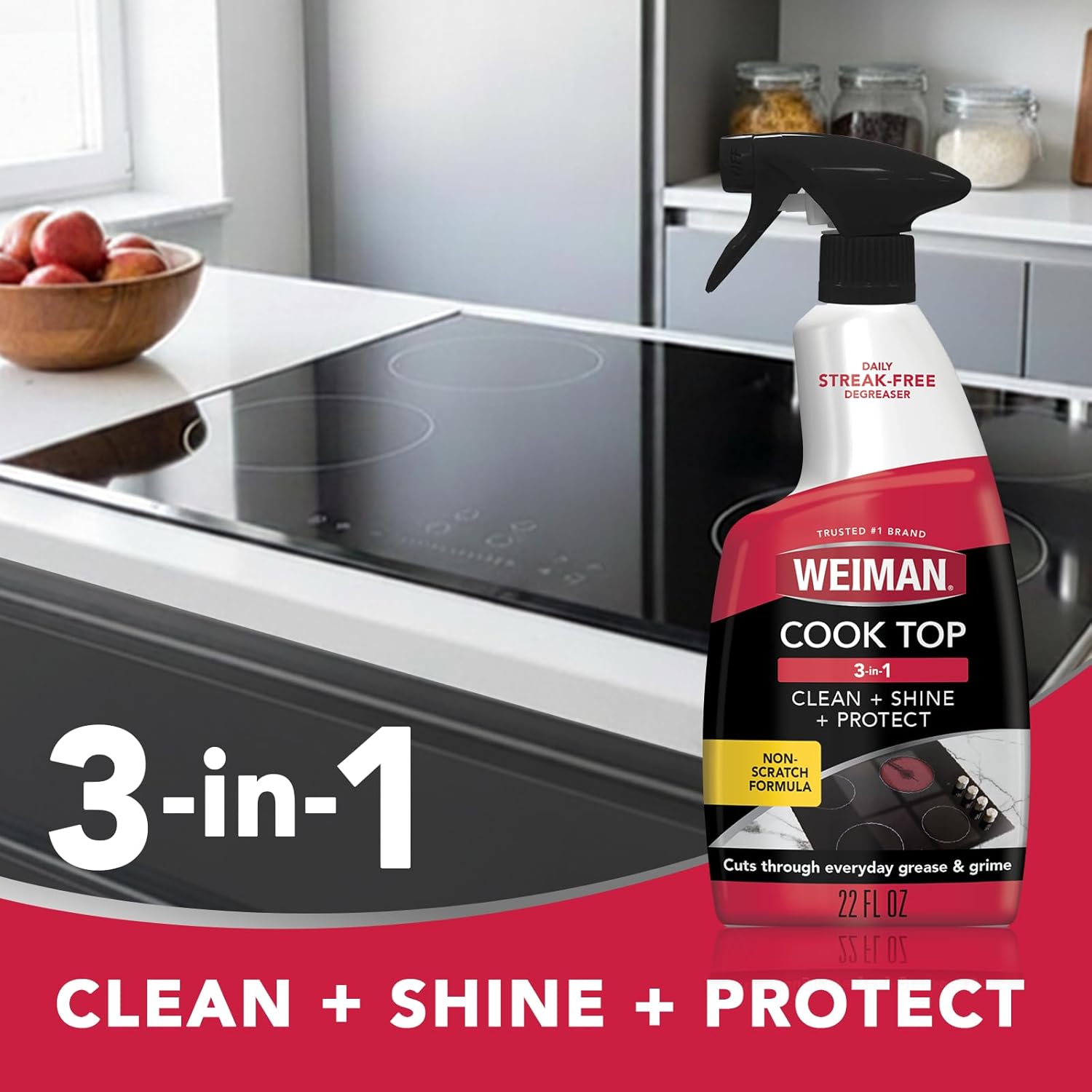 degreasing formula with sodium hydroxide that cuts through grease and food residue