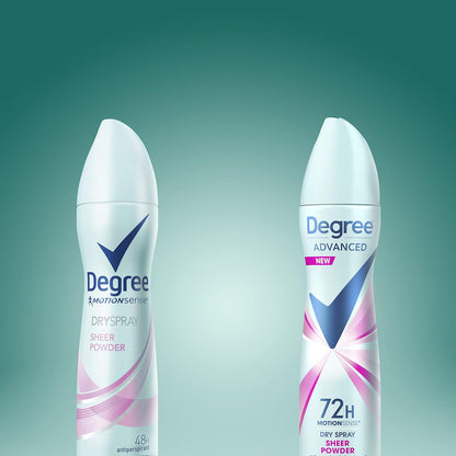 Degree Advanced Dry Spray Antiperspirant – 72-Hour Nightly Freshness Ritual for Active Women, Sheer Powder 3.8 oz Pack of 3