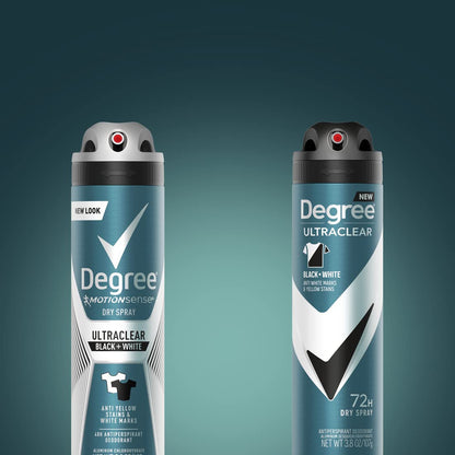 Degree Men Black + White Dry Spray Antiperspirant 3.8 oz (Pack of 3) – Portable Odor Defense for Hiking, Festivals, and Tailgates
