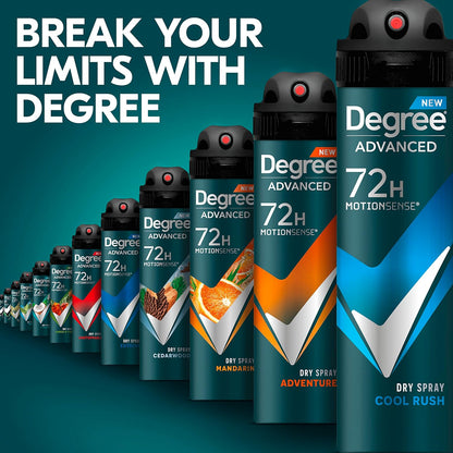 Degree Men MotionSense Dry Spray Cool Rush 4-Pack – Dermatologist-Tested Freshness for Mindful Morning Routines and Wellness Stacks