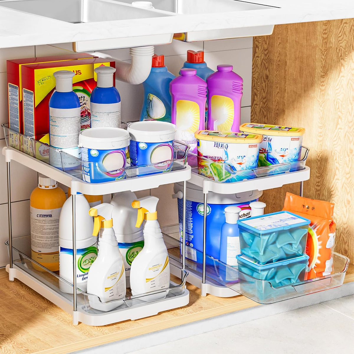 Delamu Pull-Out Medicine Organizer – Modern Bathroom Cabinet Upgrade with Clean Acrylic Finish