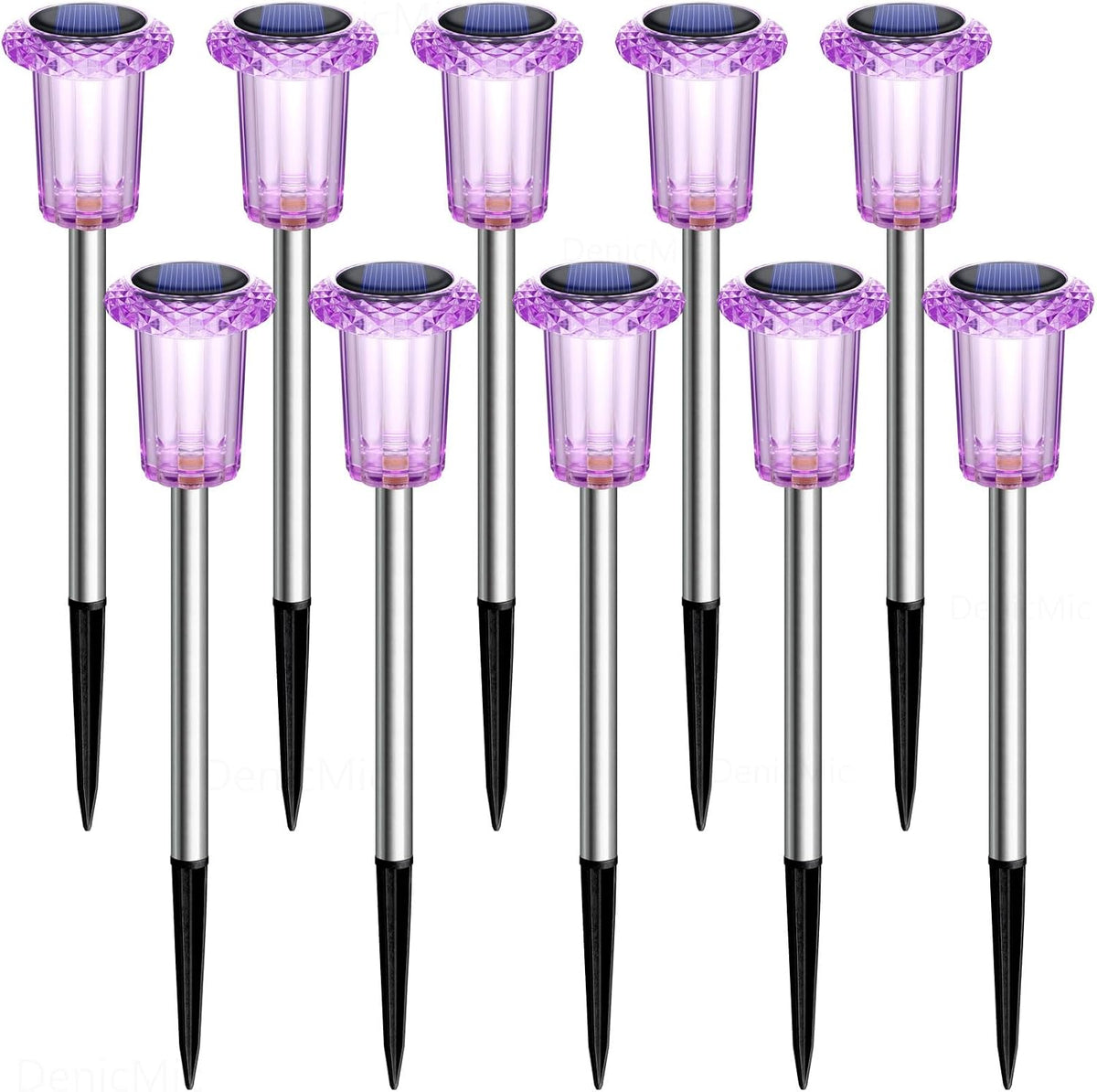 DenicMic Solar Garden Stakes, Effortless Less-Is-More Pathway Lighting for Intentional Outdoor Spaces, 10 Pack