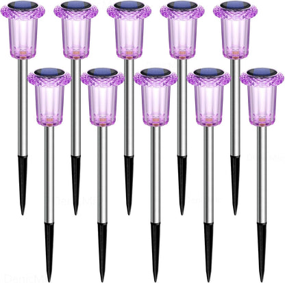 DenicMic Solar Garden Stakes, Effortless Less-Is-More Pathway Lighting for Intentional Outdoor Spaces, 10 Pack