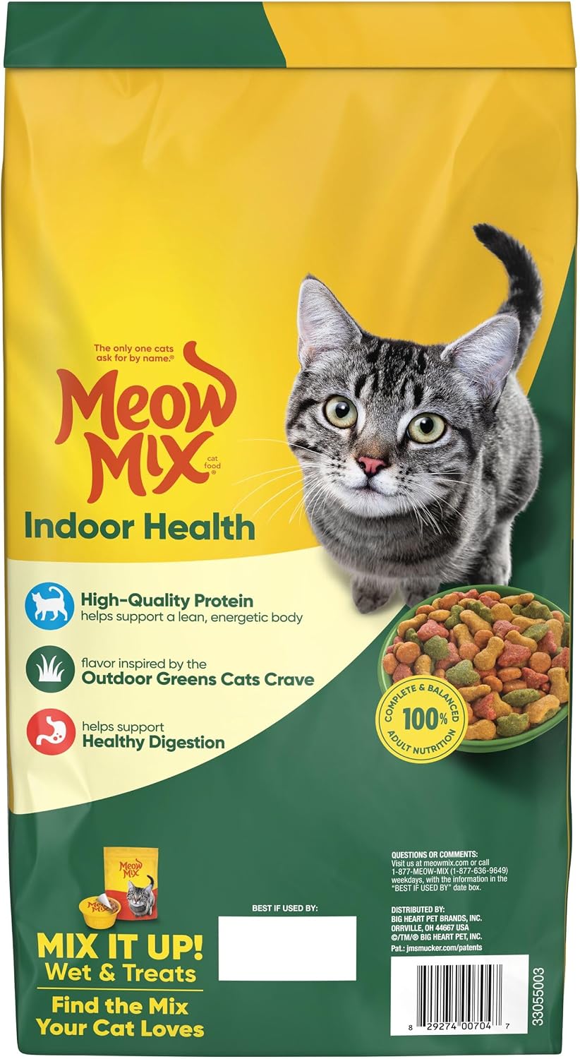 Meow Mix Indoor Health Dry Cat Food – Durable Pantry Supply for Trips, Patios, and Feeding Areas