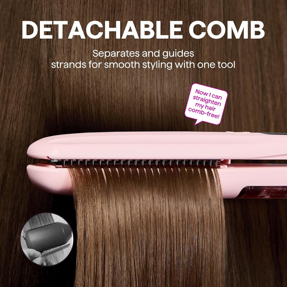 detachable comb attachment for detangling during styling