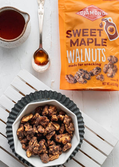 Diamond of California Sweet Maple Walnuts 4 oz – Mindful Office Snack for Plant-Based Protein