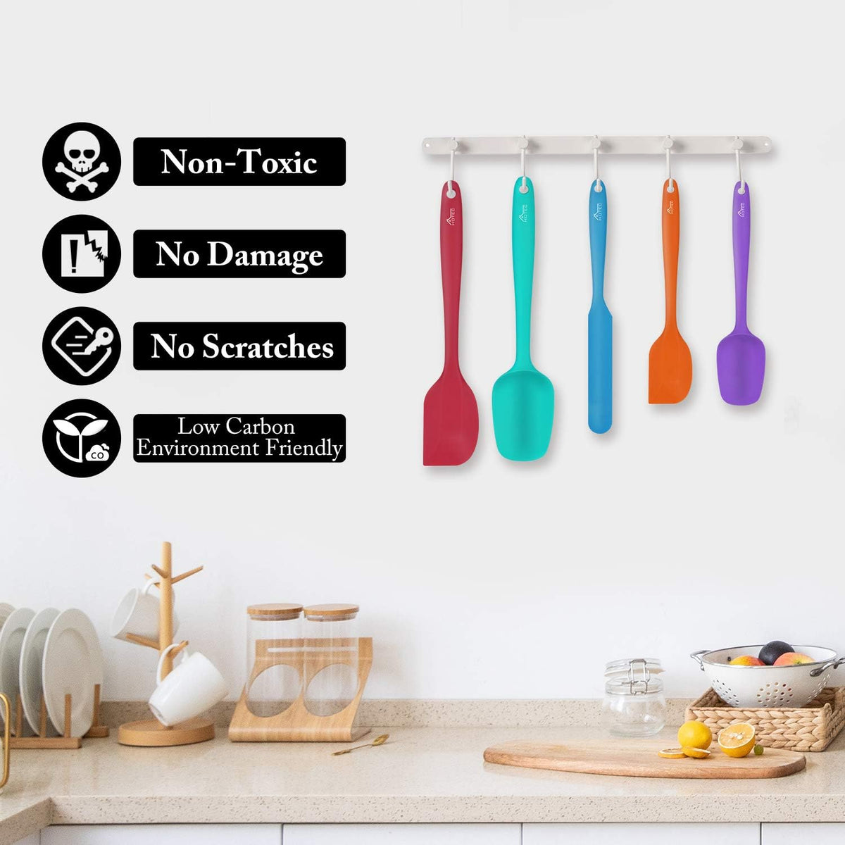 dishwasher safe and non-stick silicone surface