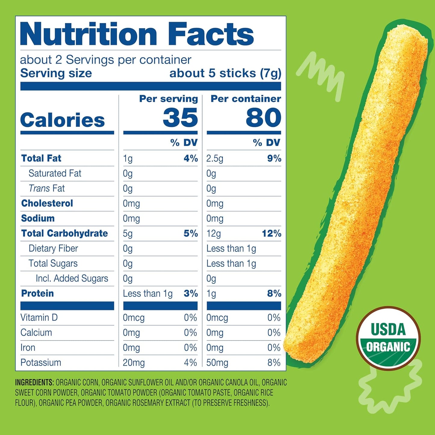 dissolvable crunchy stick format that melts safely in baby's mouth