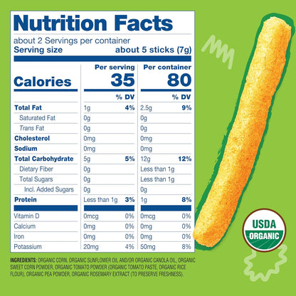 dissolvable crunchy stick format that melts safely in baby's mouth