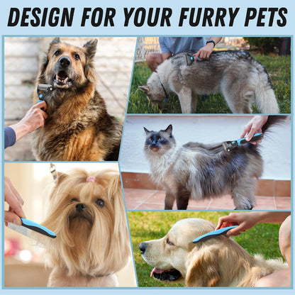 Docrok 2-in-1 Brush and Metal Comb - Durable Patio Grooming Tool, Tangle Removal for Pets in Open Air Settings