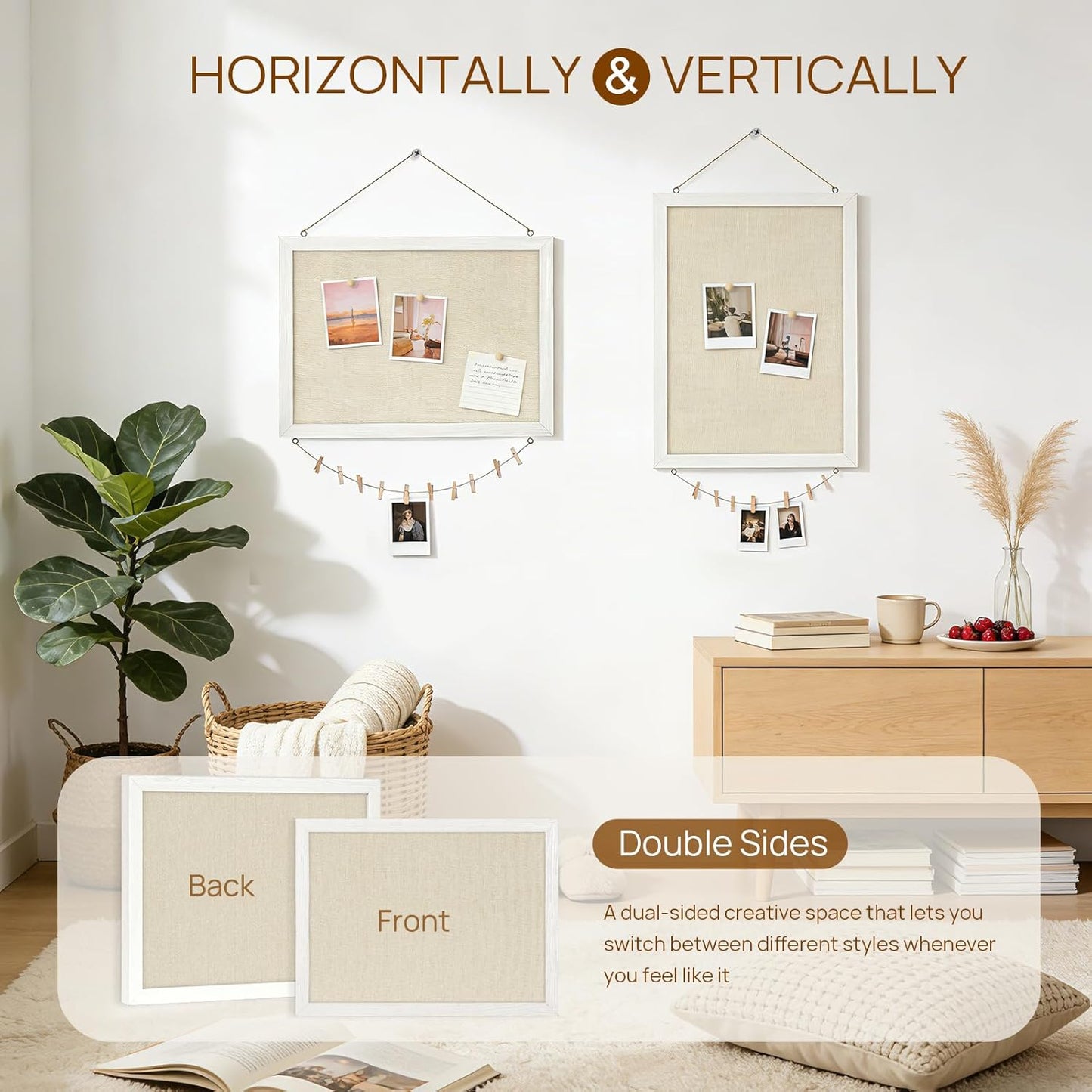 DOLLAR BOSS Double-Sided Linen Cork Board – Valentine's Day Gift for Couples Building a Shared Vision Wall