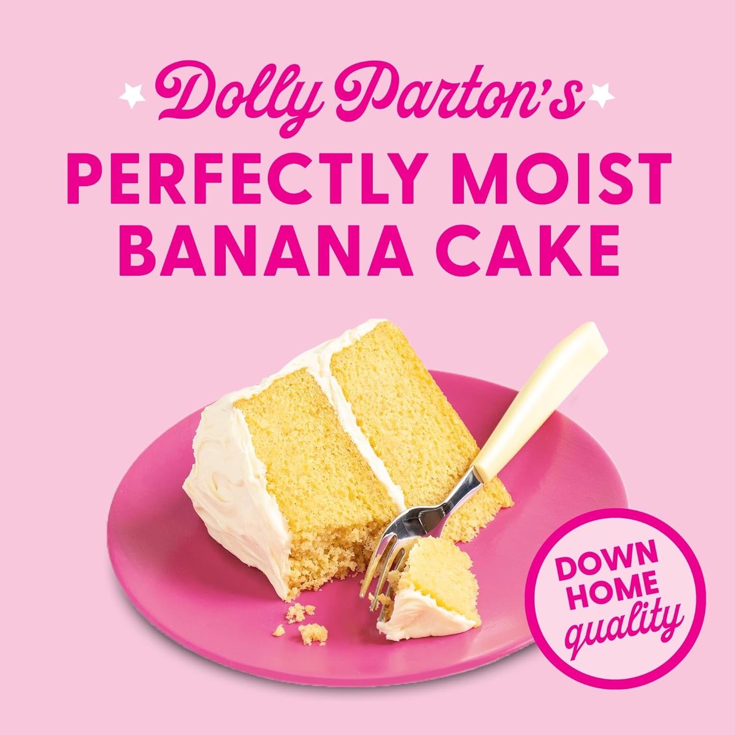 dolly parton's extra special banana pudding cake recipe printed on packaging