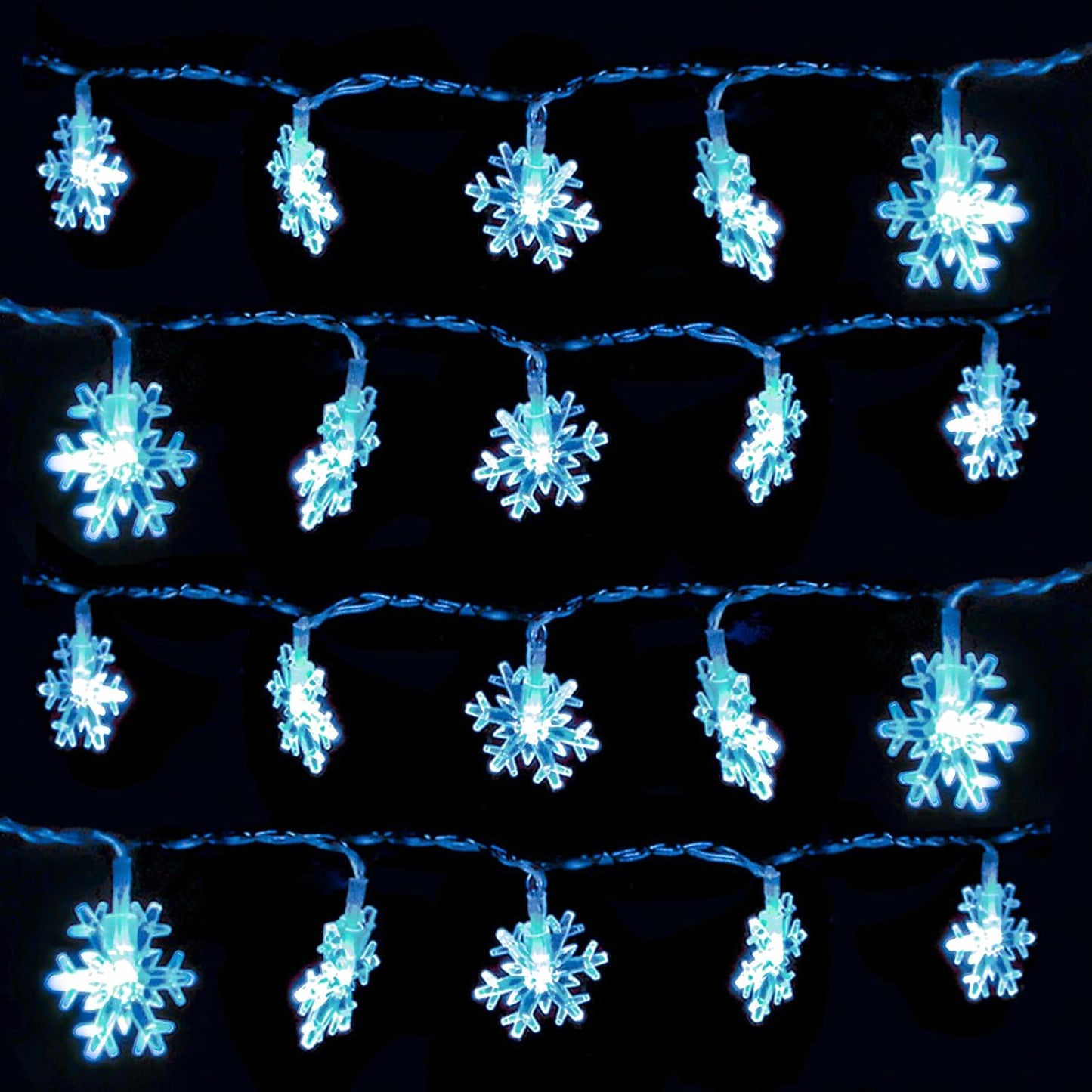 DomeStar Snowflake Fairy Lights – Boho Winter Mantel and Window Decor, Remote Controlled LED String Lights 9.8 Ft