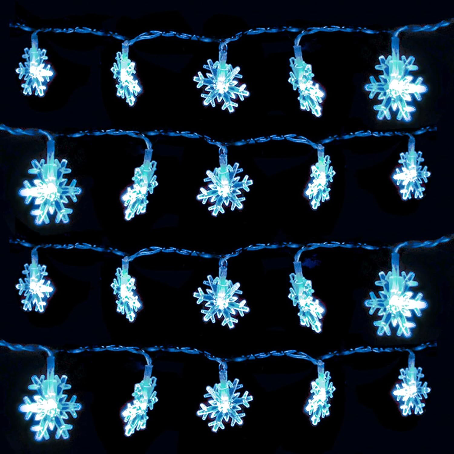 DomeStar Snowflake Fairy Lights – Boho Winter Mantel and Window Decor, Remote Controlled LED String Lights 9.8 Ft