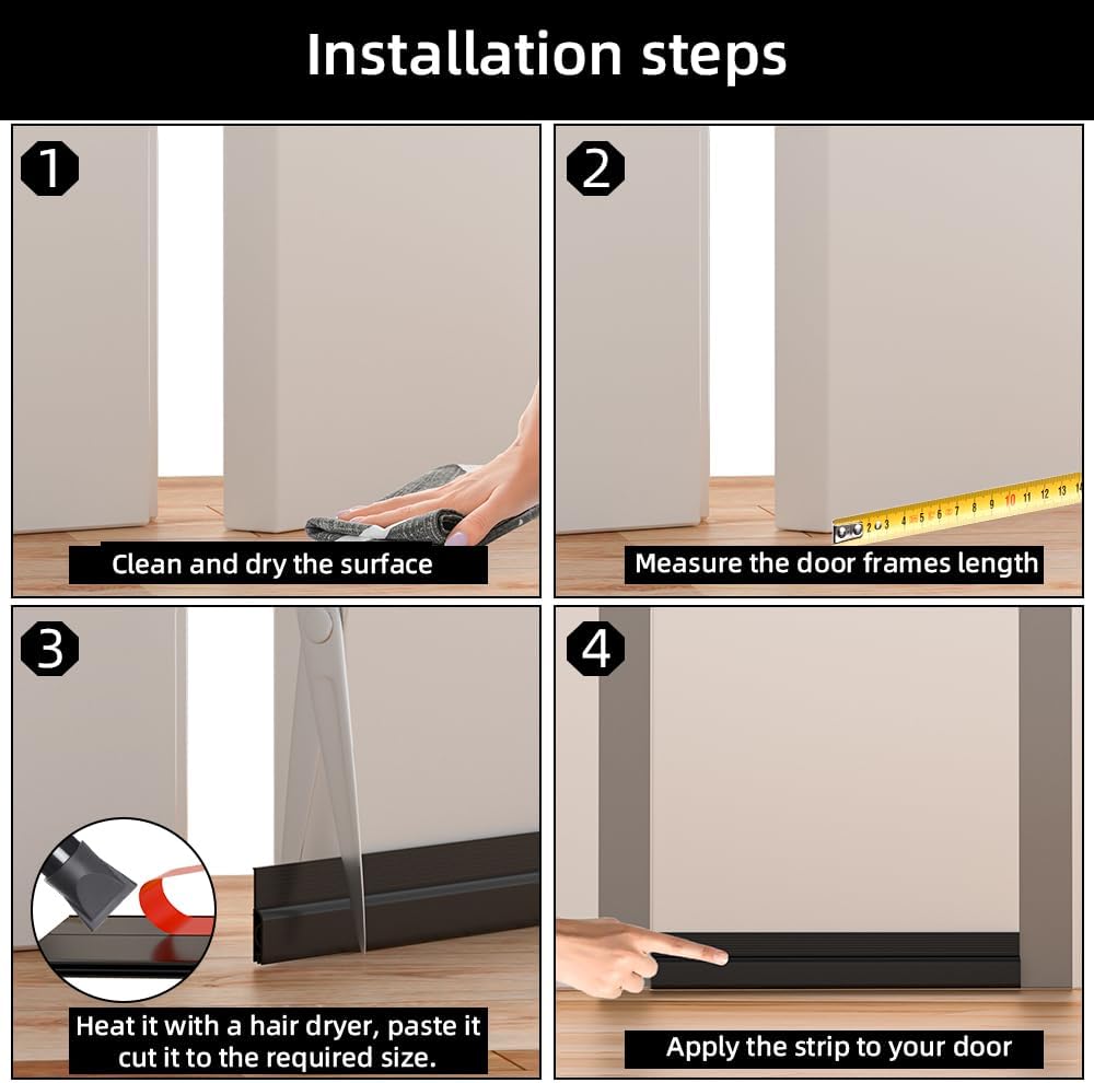 Door Draft Stopper – Invisible Floor-Gap Filler in Clear Silicone for a Polished, Clutter-Free Entryway