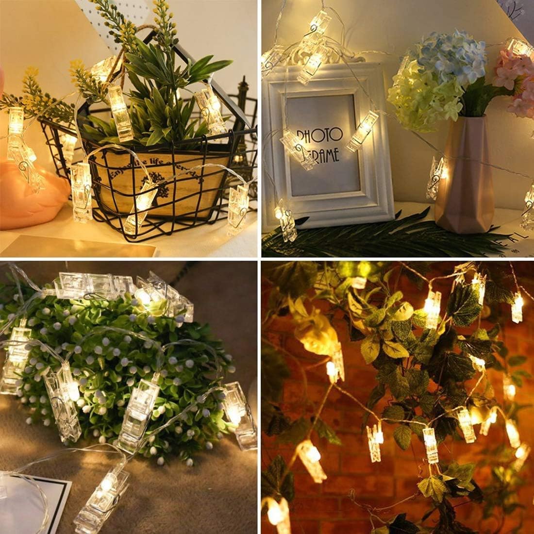 Dopheuor Twinkle Photo Garland – First Apartment and Studio Decor with Warm 3000K Glow