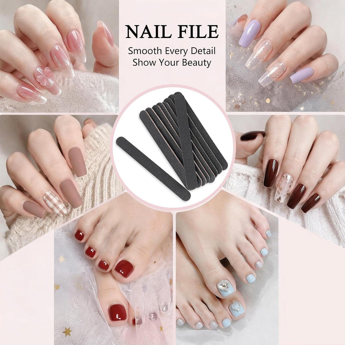 HeeYaa 10 Pack Nail Files – Ready-to-Give Birthday Gift Set for Her, Kraft Box Manicure Pedicure Tools
