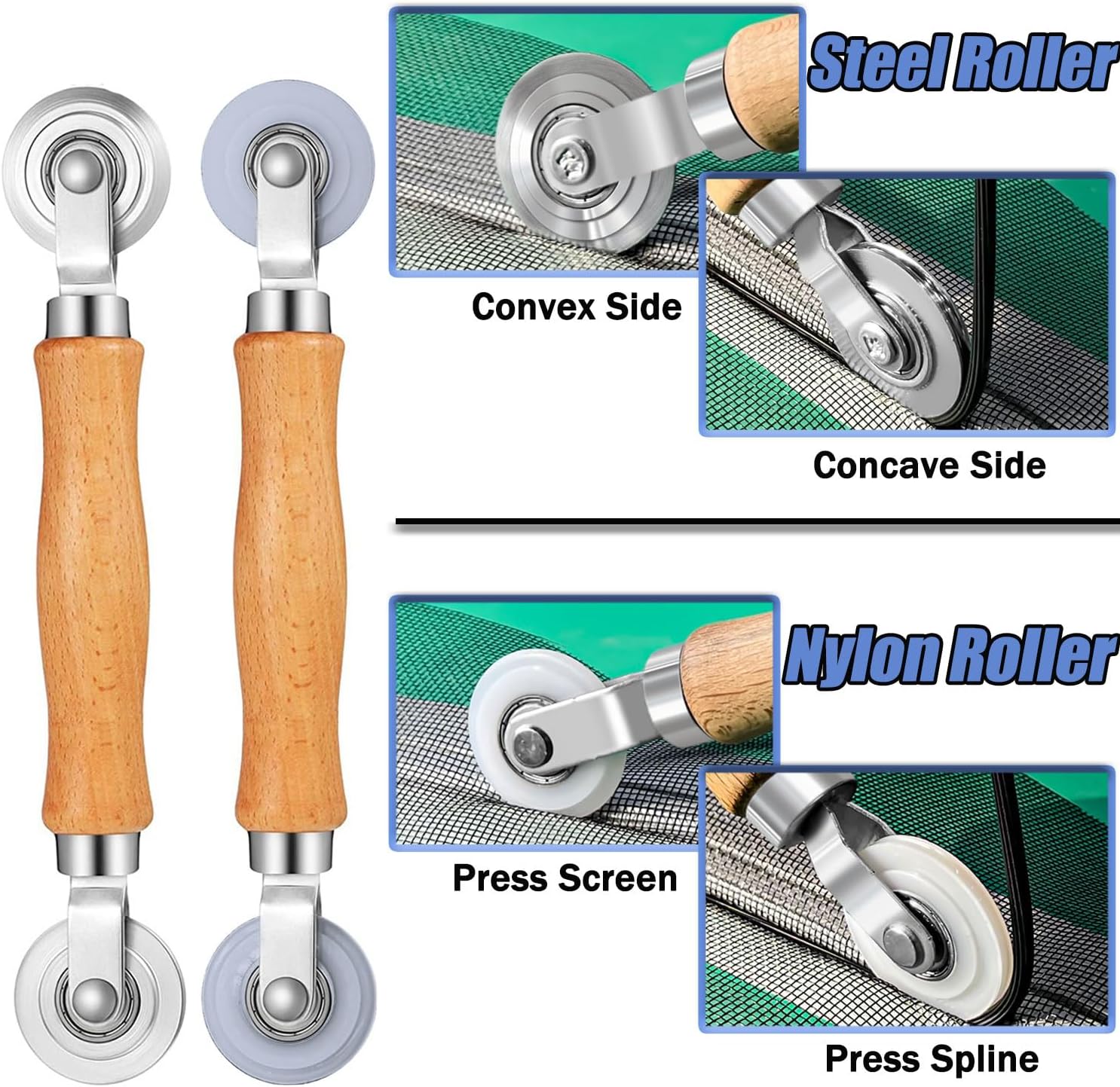 double-sided steel and nylon bearing rollers with convex and concave wheels for pressing and rolling