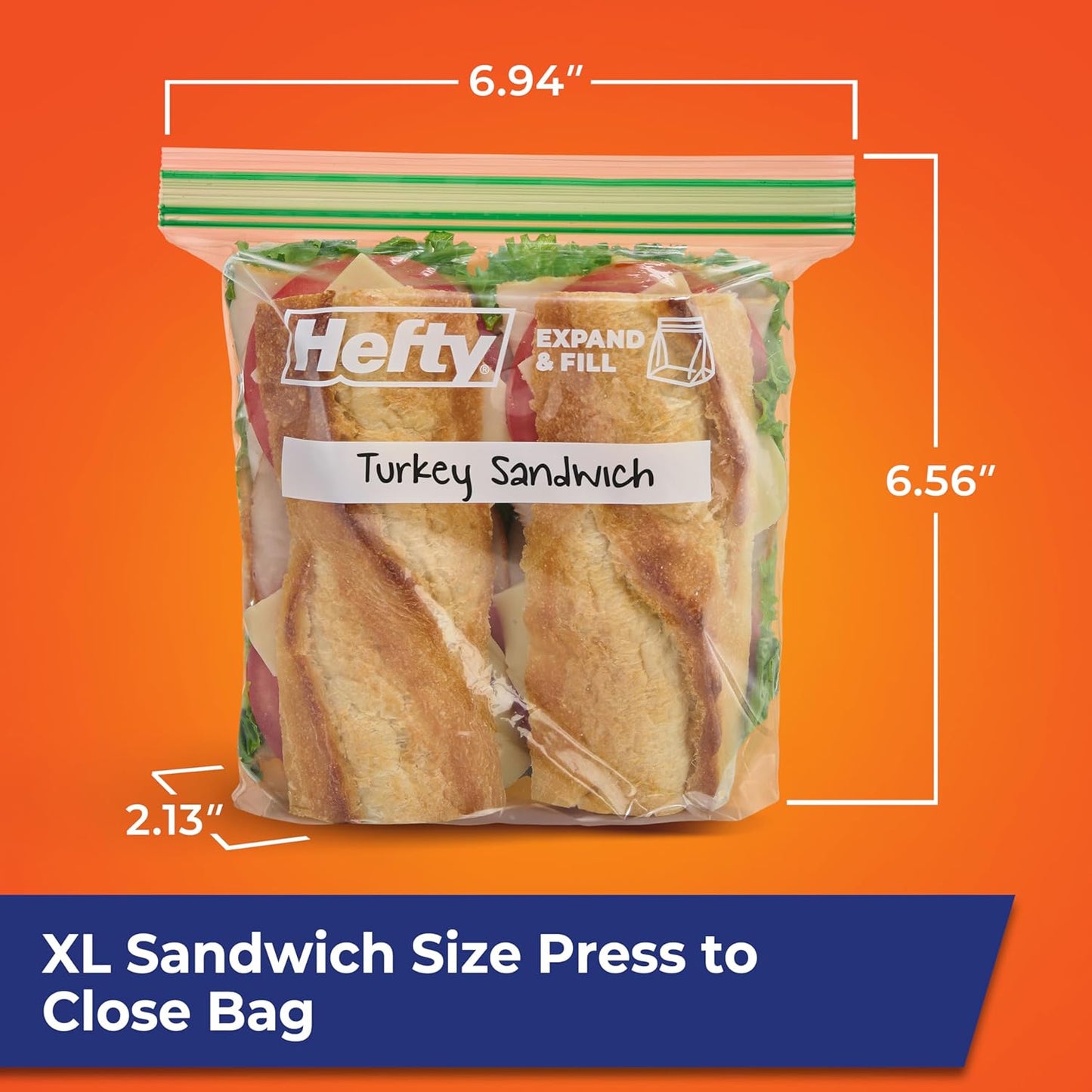 double zipper press-to-close closure that audibly snaps when sealed