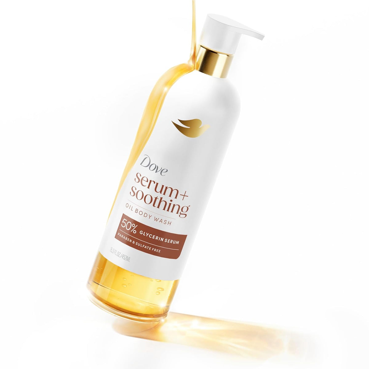 Dove Shower Oil Body Wash with Glycerin Serum, Almond Oil & Sandalwood – Ready-to-Give Holiday Present for Mom and Her Dry Skin, 15.3 fl oz