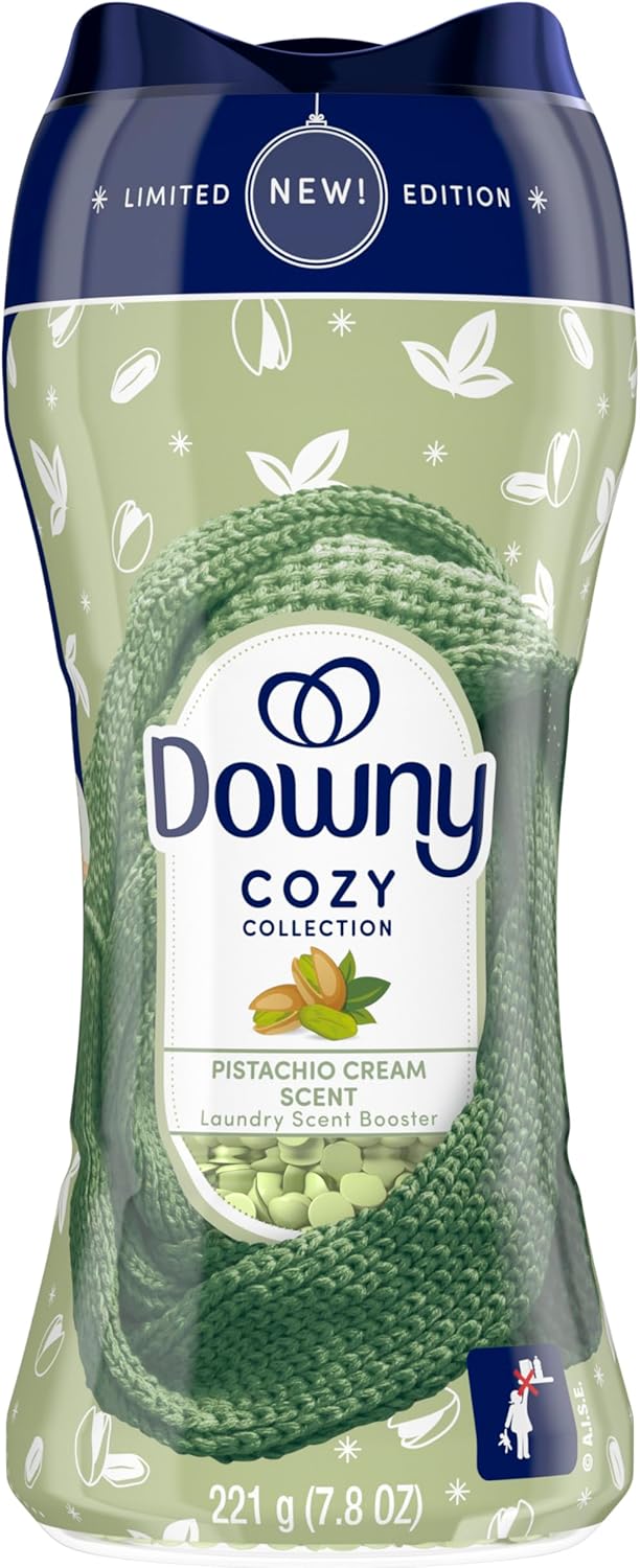 Downy Cozy Collection Laundry Scent Beads – Pistachio Cream Fragrance for Yoga Room Towels & Stress-Relief Bedding Layers, 7.8 oz